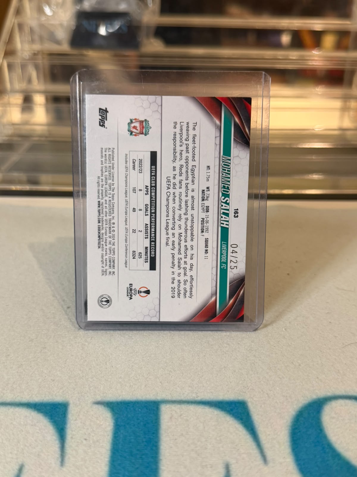 Mohamed Salah Liverpool FC Topps UEFA Club Competitions refractor card image B - C0000694