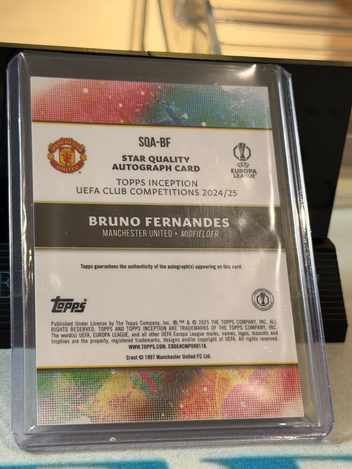 Bruno Fernandes 41/49 – Star Quality Autograph Manchester United trading card, back