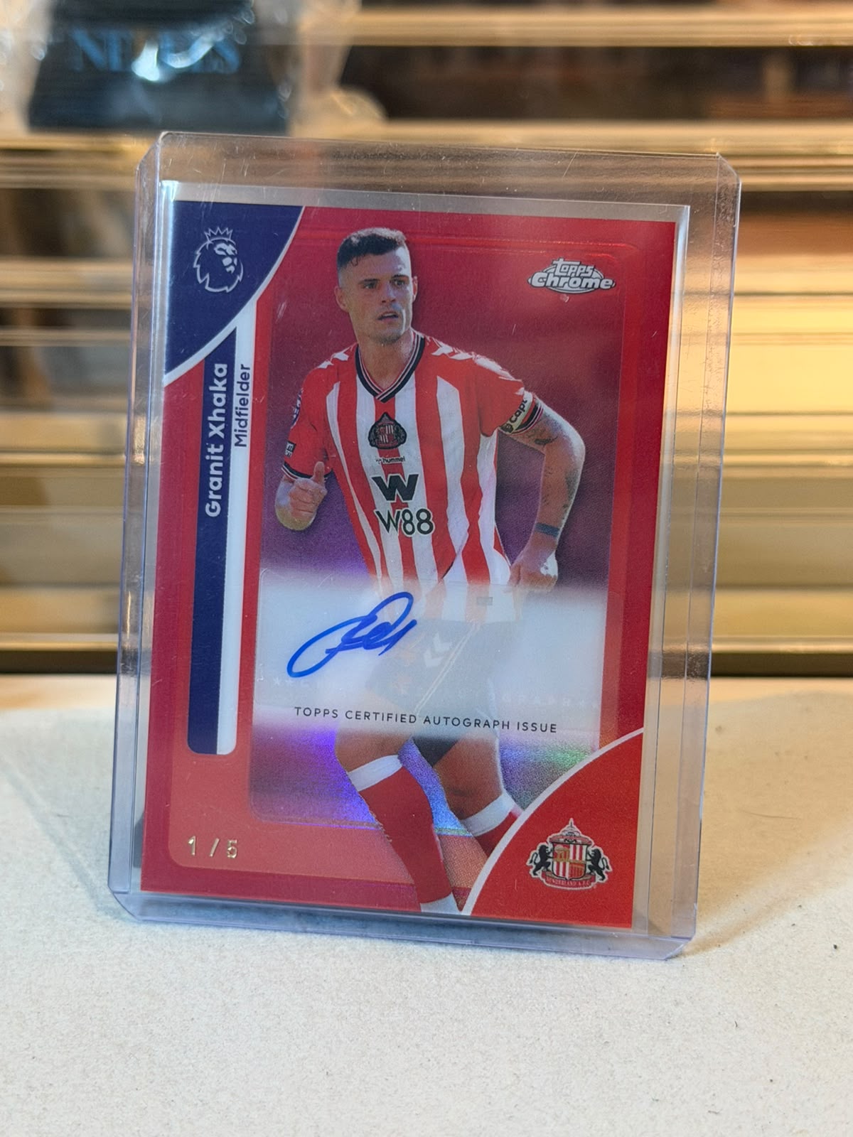 Granit Xhaka 2026 Topps Chrome Premier League Authentic Autograph Red refractor - front