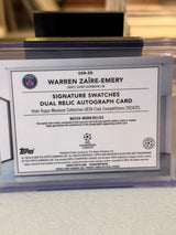 Warren Zaire-Emery 017/199 Signature Swatches Dual Relic Autograph 2024/25 Topps Museum Collection UEFA – PSG trading card, back