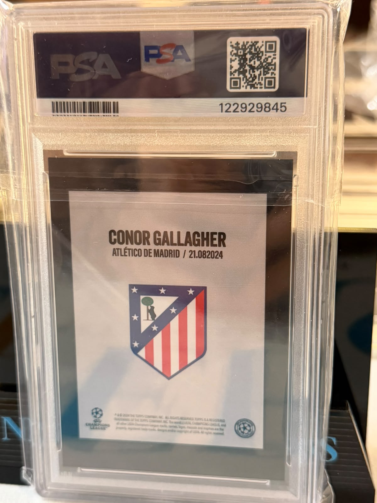 Conor Gallagher Gold 1/1 – 2024-25 Topps Here We Go UCC Summer Signings (PSA 8) – Atlético Madrid trading card, back