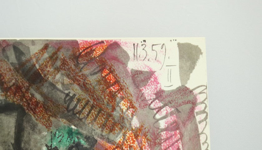 "Toros y Toreros" lithograph by Pablo Picasso — signature stamp detail
