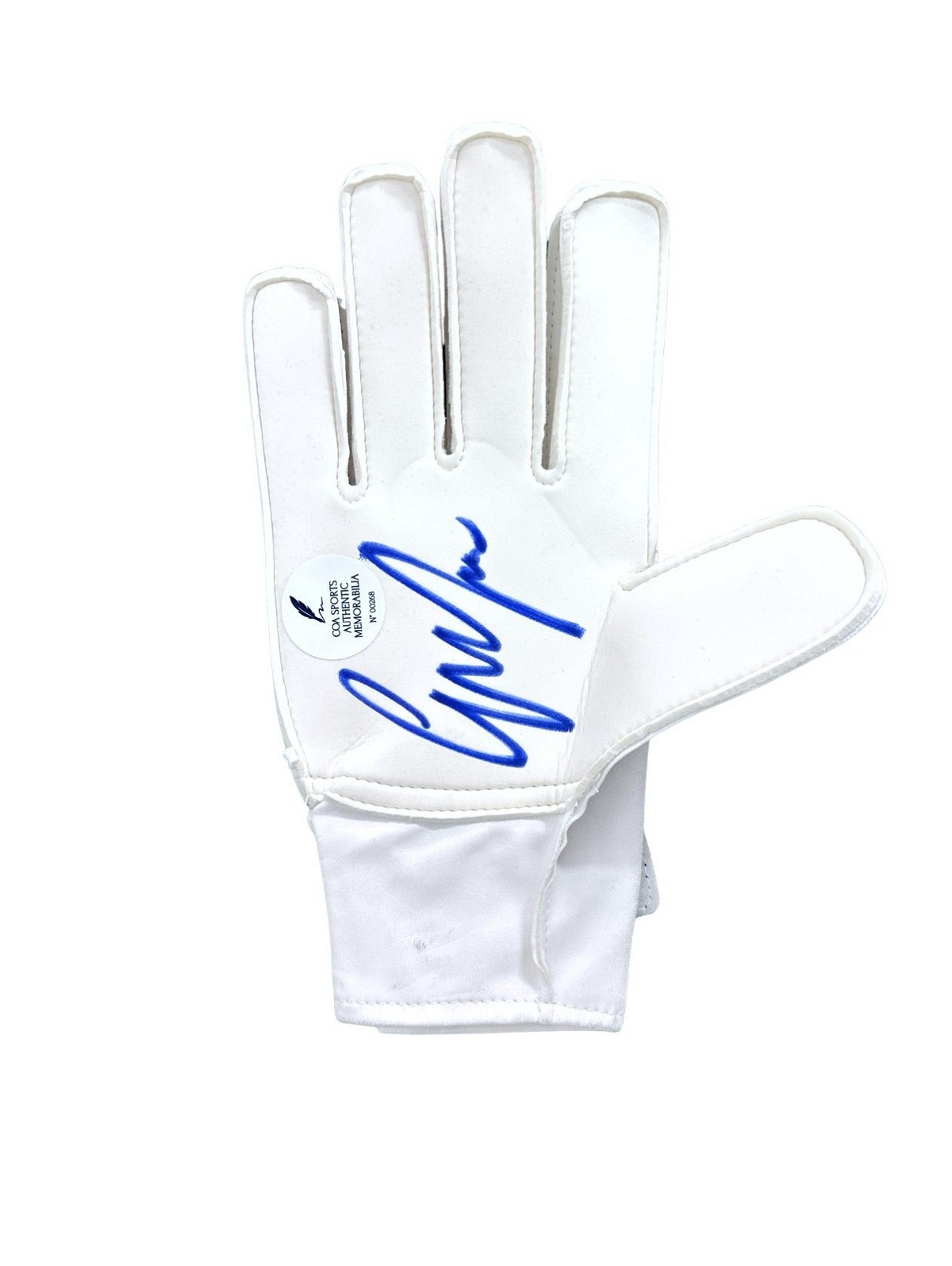 Close-up of Gianluigi Donnarumma's signature on the goalkeeper glove