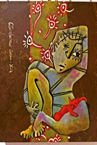 "Alcide Cassé" by Cécile Guicheteau — oil on Corten metal, full view