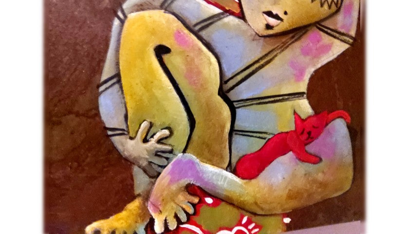 "Alcide Cassé" by Cécile Guicheteau — oil on Corten metal, close-up detail