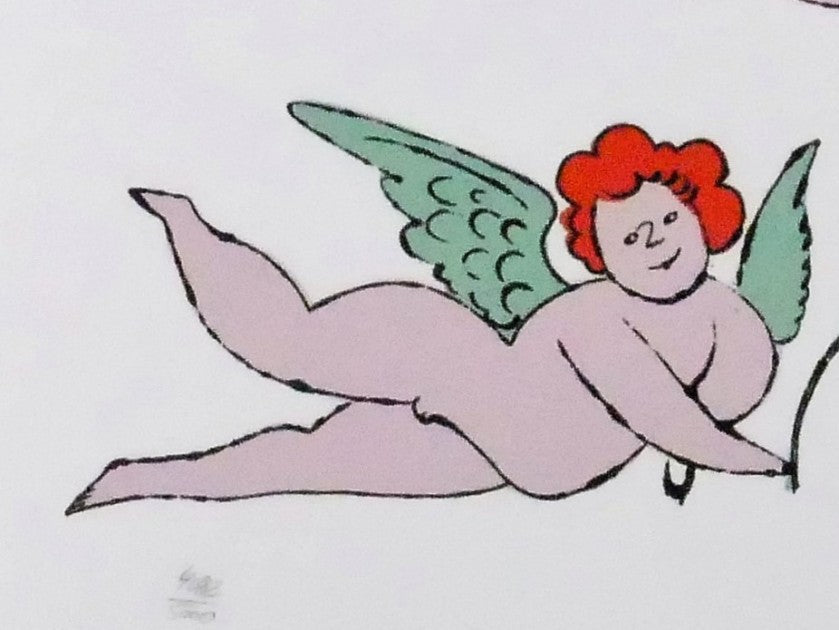 "Angels" lithograph by Andy Warhol — color detail