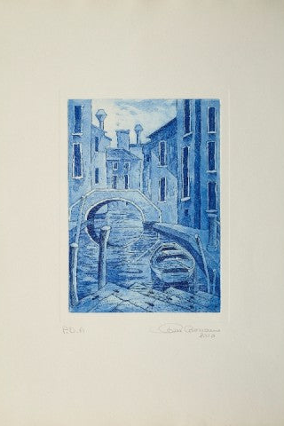"Canale" by Graziano Pozzi — etching and aquatint, full view