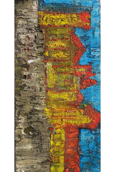 "City Life" by Orsini Mizzan — acrylic on canvas, full view