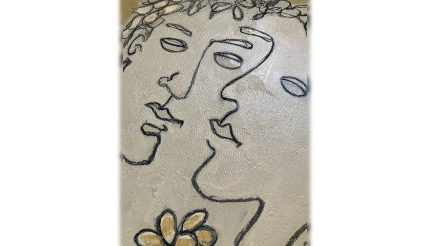 "Gustave" by Cécile Guicheteau — acrylic and graphite on canvas, texture detail
