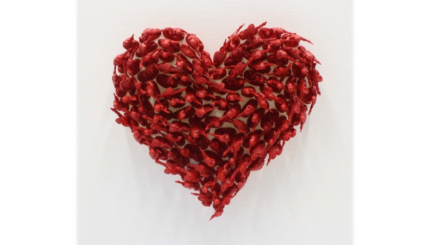 "Heart" by Alessandro Padovan — 3D screw art, detail view