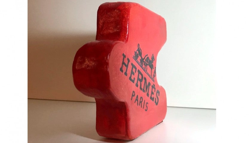 "Hermes puzzle" Sculpture by RikPen, signature detail