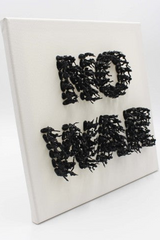 "No War" by Alessandro Padovan — 3D screw art on panel, full view