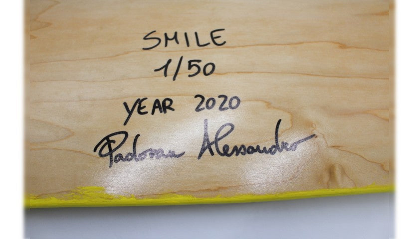 "Smile (Skateboard)" by Alessandro Padovan, signature detail