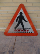 Close-up of surface condition on the Banksy-attributed "Walking" panel
