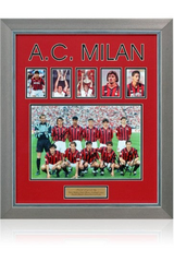 Framed AC Milan team photograph signed by Maldini, Baresi, Lentini, Massaro and Costacurta