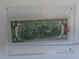 Andy Warhol signed two dollar bill, full framed view