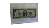 Reverse side of the Andy Warhol signed two dollar bill showing hand printing