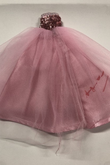 Barbie dress designed and hand signed by Andy Warhol, front view