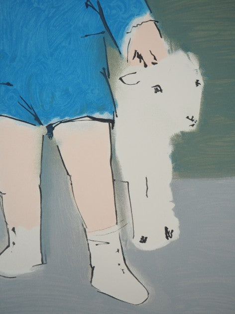 "Child with a Lamb" lithograph by Picasso — corner detail
