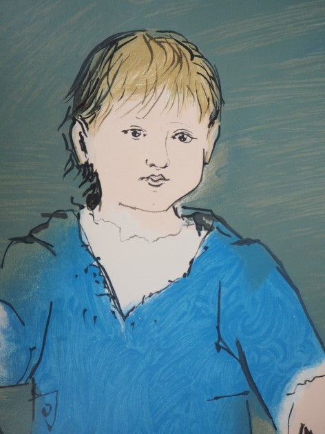 "Child with a Lamb" lithograph by Picasso — border detail