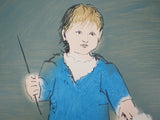 "Child with a Lamb" lithograph by Picasso — paper detail