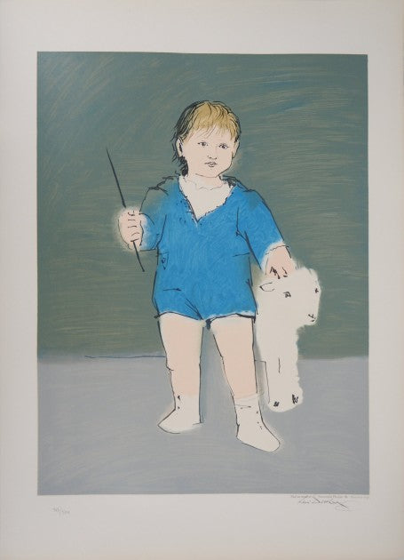 "Child with a Lamb" lithograph by Picasso — detail view