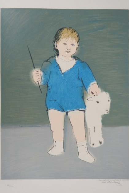 "Child with a Lamb" lithograph by Picasso — full view