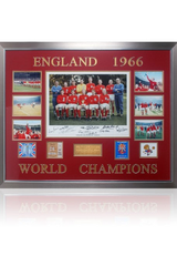 Close-up of the nine signatures on the England 1966 presentation