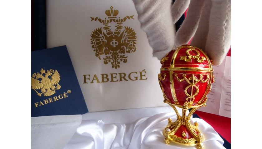 Fabergé Imperial egg shown with numbered certificate of authenticity