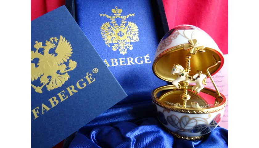 Close-up of hand-painted detail on the Fabergé Napoleon Imperial egg