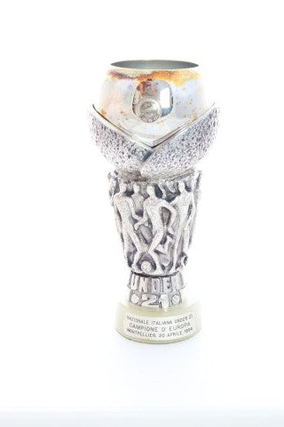 Italy U21 Trophy - Euro 1994, ornate silver-toned trophy cup, full view