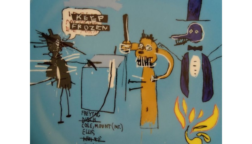 Limited edition Limoges plate after Basquiat, side view