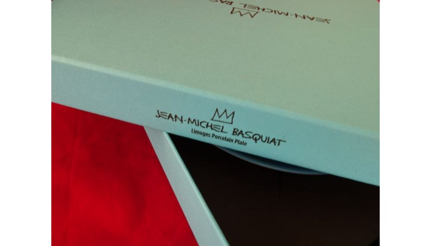 Limoges Basquiat plate shown in its original box
