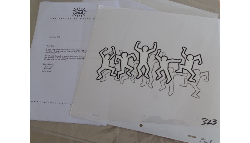 Keith Haring animation cel — storyboard detail