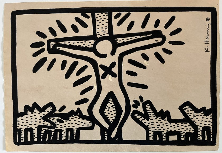 Keith Haring signed drawing — signature detail
