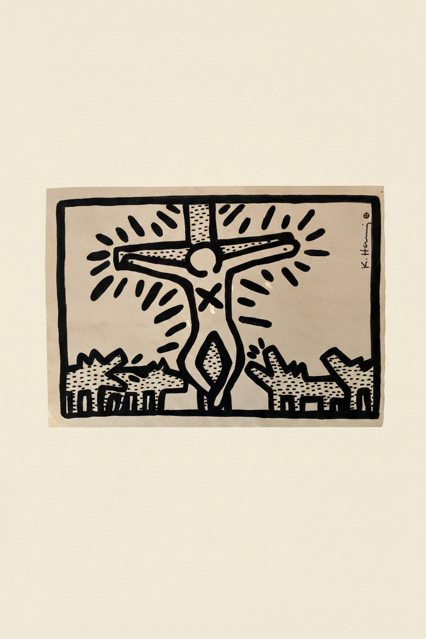 Keith Haring signed drawing — full view