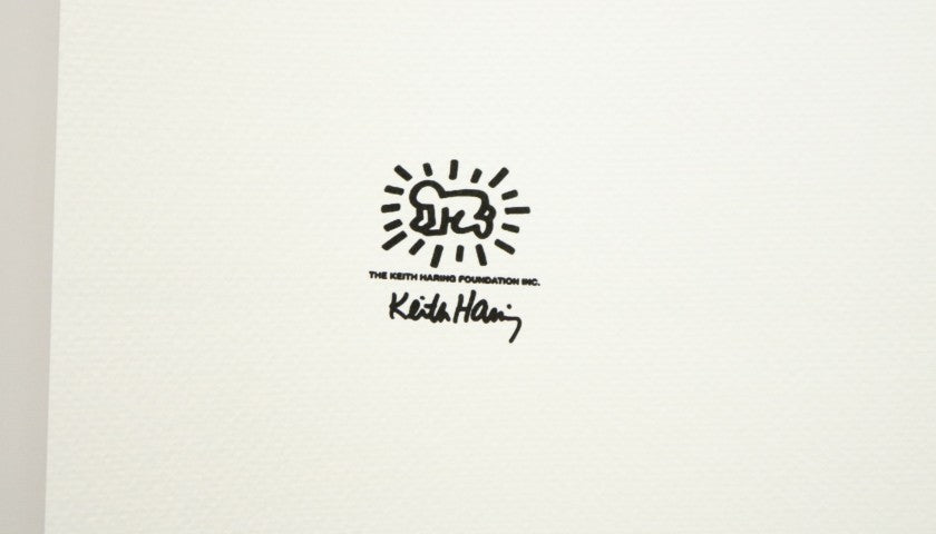 Keith Haring signed lithograph — embossing detail