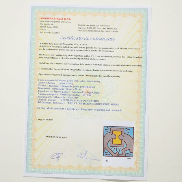 Keith Haring signed lithograph — numbering detail