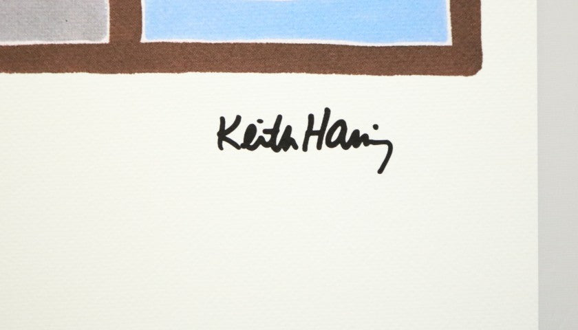 Keith Haring signed lithograph — embossing detail