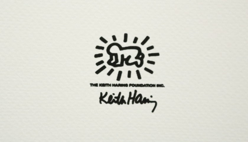 Keith Haring signed lithograph — embossing detail
