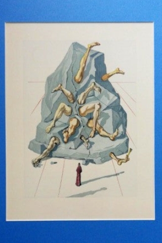 Original board by Salvador Dalì, "I simoniaci" Inferno Canto XIX, full view
