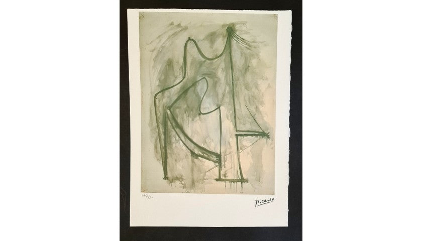 Pablo Picasso offset lithograph with dry stamp, detail of printed signature and numbering