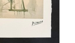 Pablo Picasso offset lithograph with dry stamp, detail of the SPADEM Paris dry stamp