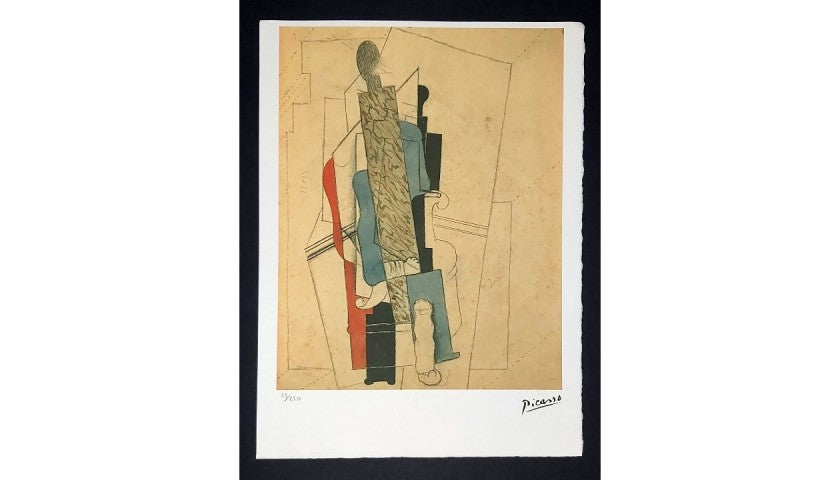 Pablo Picasso offset lithograph with dry stamp, detail of printed signature