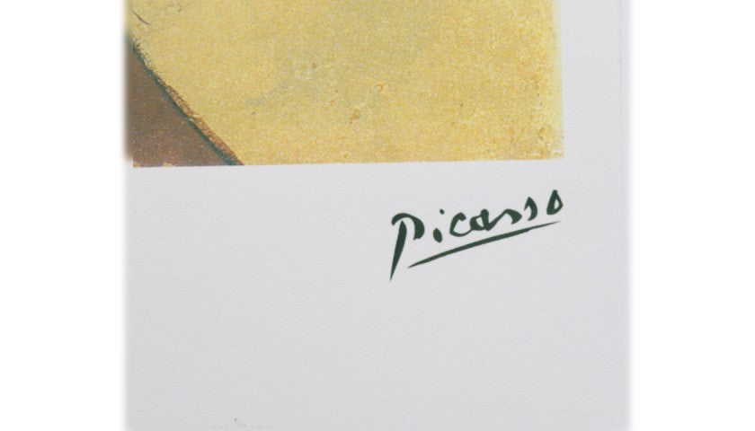 Pablo Picasso offset lithograph with dry stamp, detail of the SPADEM Paris dry stamp