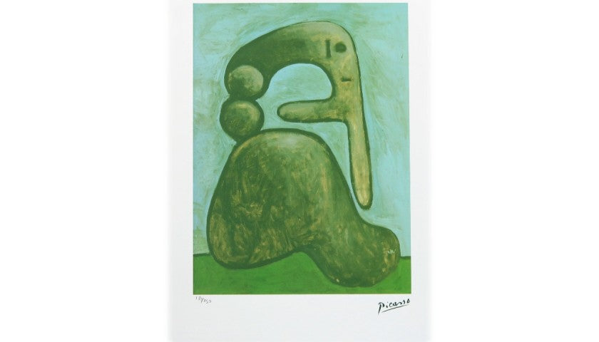 Pablo Picasso offset lithograph with dry stamp, detail of the printed signature bottom right