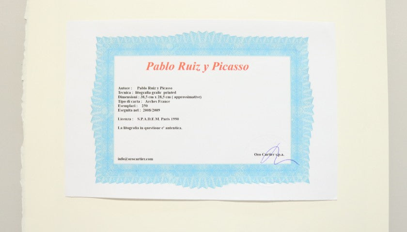 Pablo Picasso signed lithograph, additional detail view