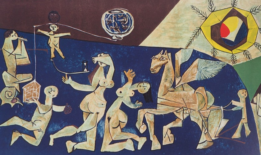 "Peace (La Paix)" lithograph by Picasso, detail view of the print texture