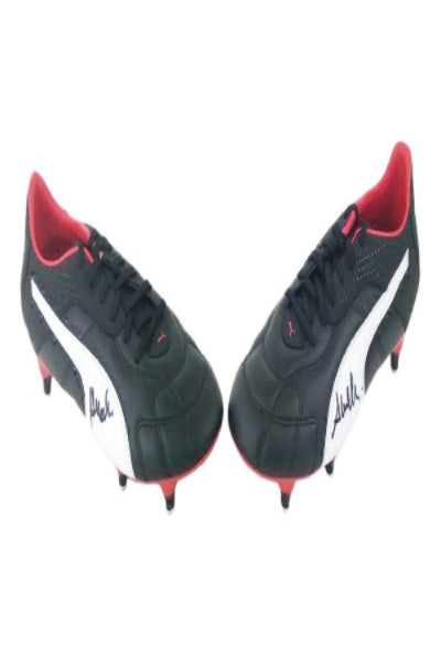 Puma football boots signed by Carlo Ancelotti, pair view