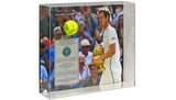 Close-up of Sir Andy Murray's signature on the framed tennis ball